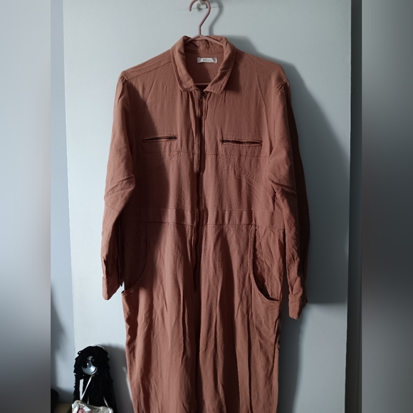 DOEN Raw Silk Serre Terracotta Rose Utility Jumpsuit M - Picture 4 of 6